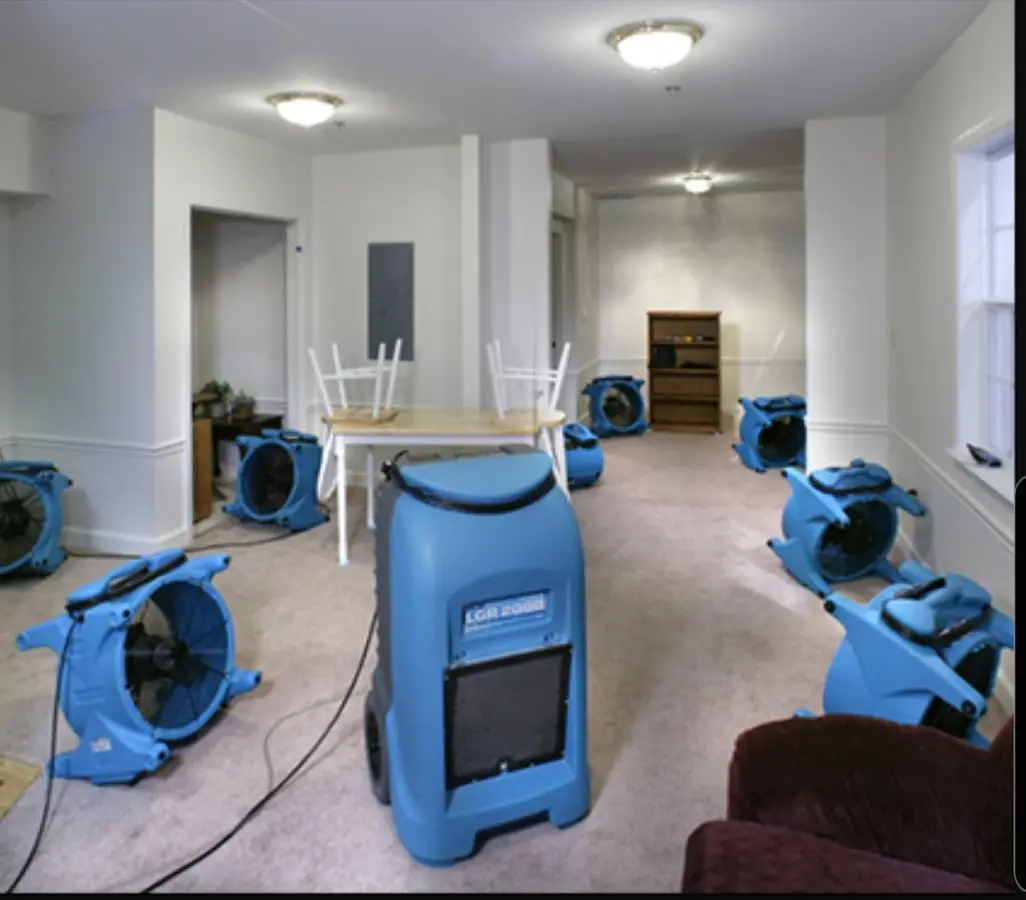 Air movers and dehumidifier setup for Water Extraction & Removal in Alhambra